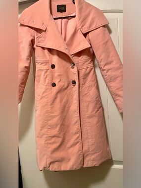 Vaute Couture Peach Trench Coat with Double-Breasted Front